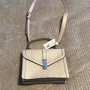 Guess Light Beige Monogram Crossbody Bag